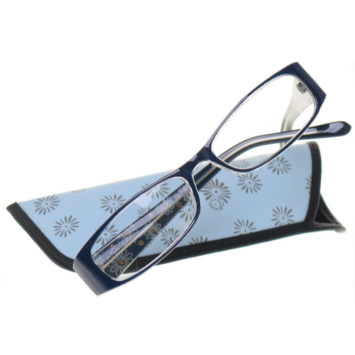 Kunststof dames leesbril bling-bling (blauw) +1.00 dpt.